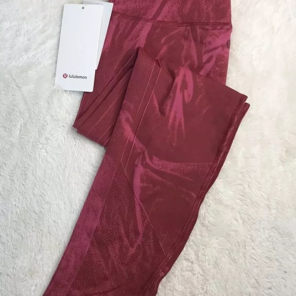 Lululemon ebb to street dye red tight leggings gym - Picture 4 of 7